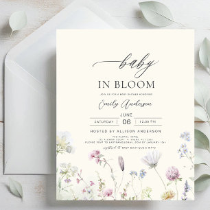 Papier Bébé Fleur sauvage du budget en fleurs Invitation