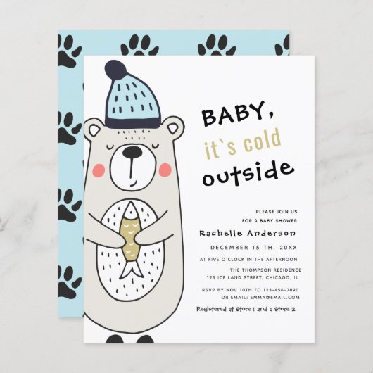 Papier Bébé il fait froid dehors Ours | circulaire Baby s (Devant / Derrière)