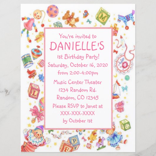 Papier Bébé jouets thème anniversaire invitations (Devant)