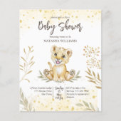 Papier Bébé lion or brun baby shower budget invitation (Devant)