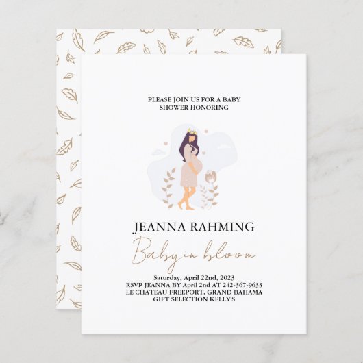 Papier Bébé mignon dans Baby shower en fleur Invitation (Devant / Derrière)