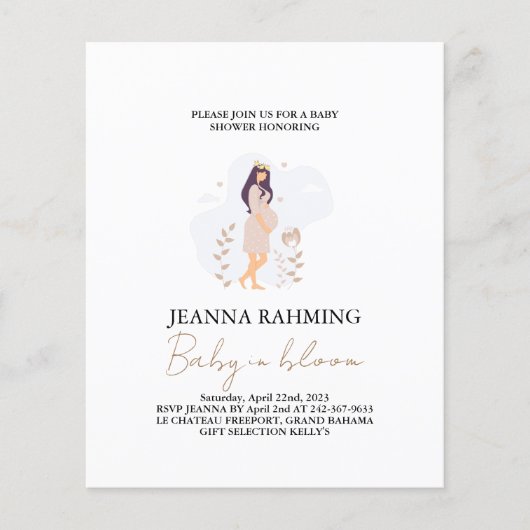 Papier Bébé mignon dans Baby shower en fleur Invitation (Devant)