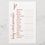 Papier Bébé Mot Bébé Coeur Boho Minimal Terracotta (Devant)