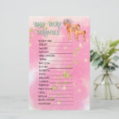 Papier Bébé Mot Scramble Magique Unicorne Et Papillons (Debout devant)