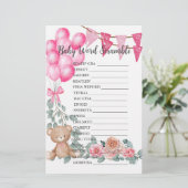 Papier Bébé Mot Scramble Sweet Girl Balloon Eucalyptus (Debout devant)