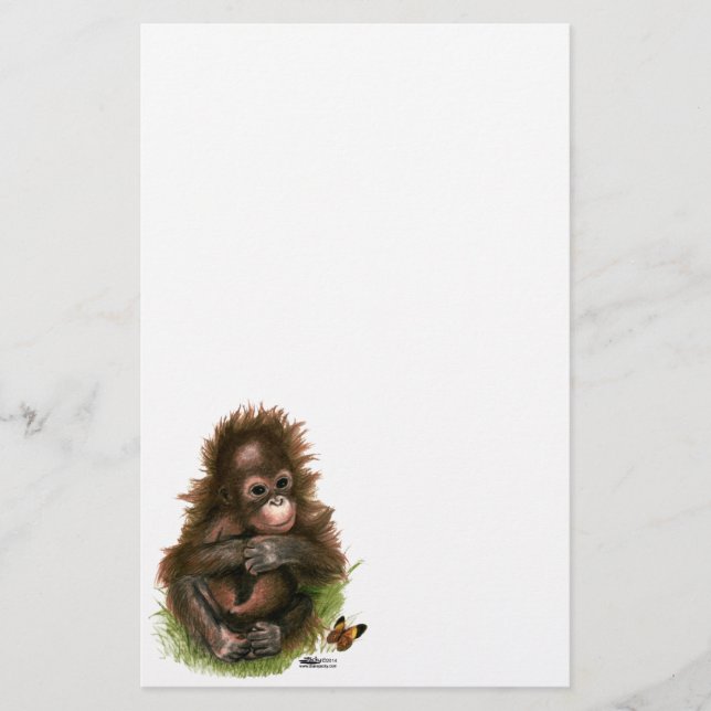 Papier Bébé orang-outan et papillon (Devant)