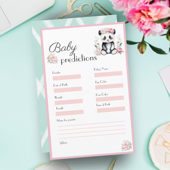 Papier Bébé Panda Peonies Jungle Baby Prédications (Serene baby panda amidst peonies, balloons, eucalyptus - perfect for baby predictions!

)