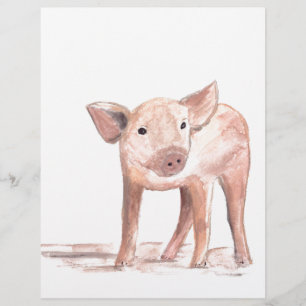 Papier Bébé porcelet cochon aquarelle Ferme Fermier Nurse