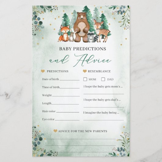 Papier Bébé prédictions et conseils jeu de Baby shower (Devant)