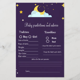 Papier Bébé prédictions et conseils jeu de baby shower