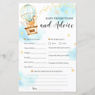 Papier Bébé prédictions et conseils jeu de Baby shower