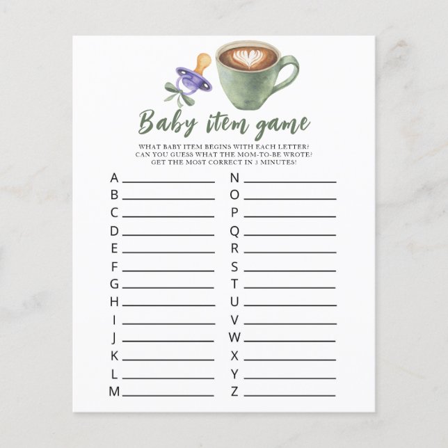 Papier Bébé prépare du café Baby shower Jeu d'articles po (Devant)