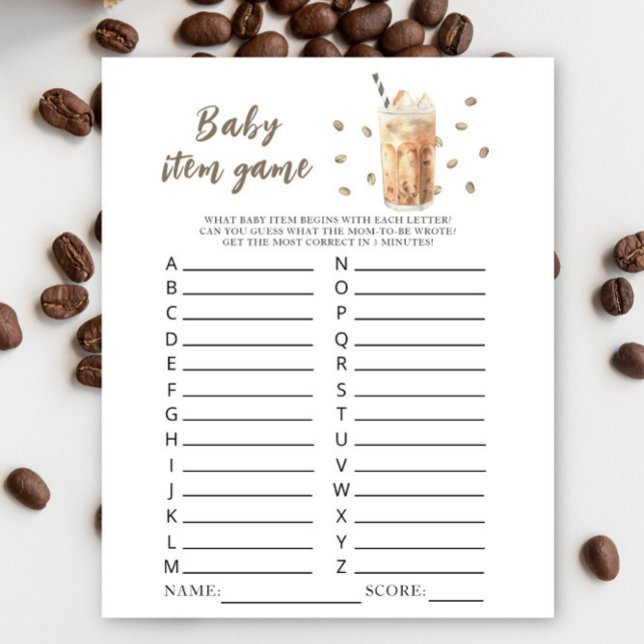 Papier Bébé prépare du café Baby shower Jeu d'objet pour  (Créateur téléchargé)