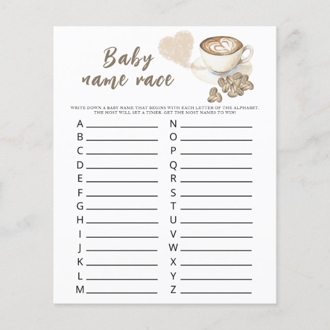 Papier Bébé prépare du café - Jeu de course de noms de bé (Devant)