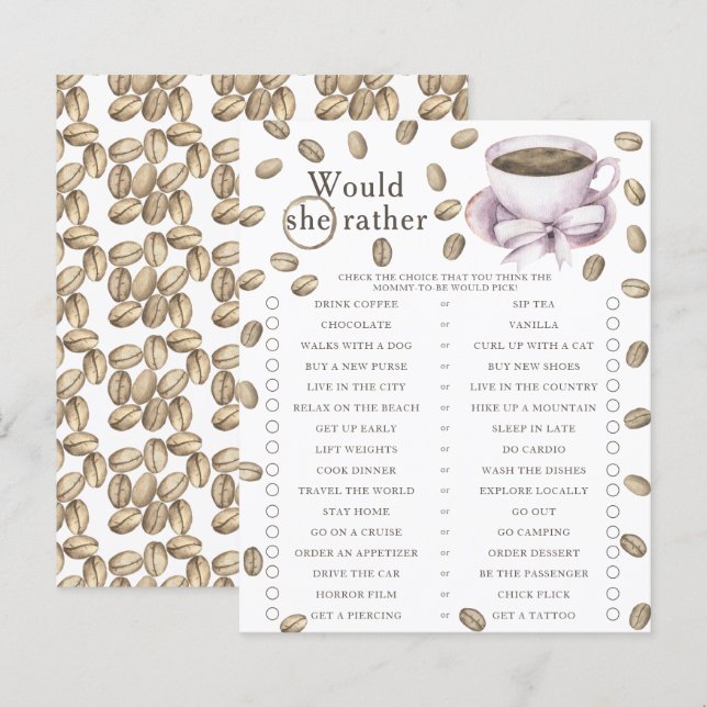 Papier Bébé prépare du café. Préfèrerait-elle (Devant / Derrière)