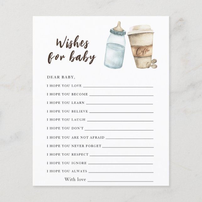 Papier Bébé prépare du café - souhaits pour bébé (Devant)