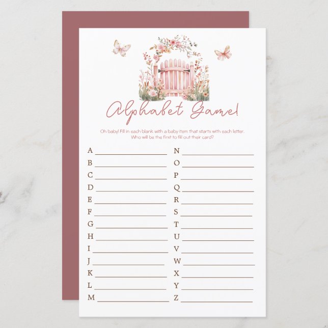 Papier Bébé rose floral dans le Baby shower de fleurs Alp (Devant / Derrière)