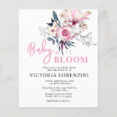 Papier Bébé rose floral en fleur Baby shower Invitation (Devant)