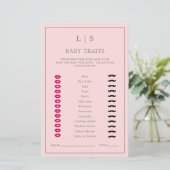 Papier Bébé rose simple Traits Baby shower mignon Jeu (Debout devant)