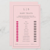 Papier Bébé rose simple Traits Baby shower mignon Jeu (Devant / Derrière)