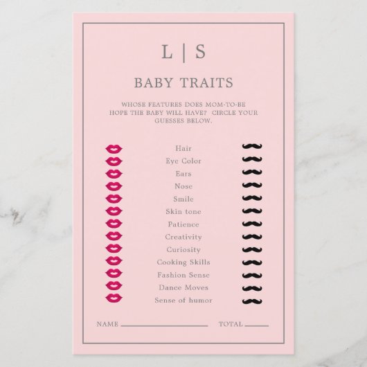 Papier Bébé rose simple Traits Baby shower mignon Jeu (Devant)