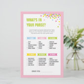 Papier Bébé saupoudrer Ce qui est dans votre sac à main J (Debout devant)