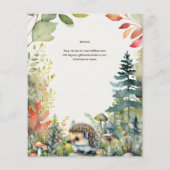 Papier Bébé Sauvage Animaux de la Forêt Hérisson Rustique (Dos)