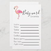 Papier Bébé scramble baby shower jeu flamingo (Devant / Derrière)