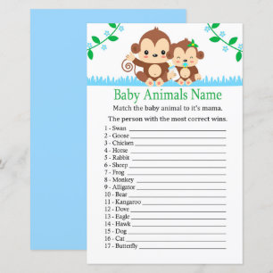 Papier Bébé singe Bébé Animaux Nom Jeu