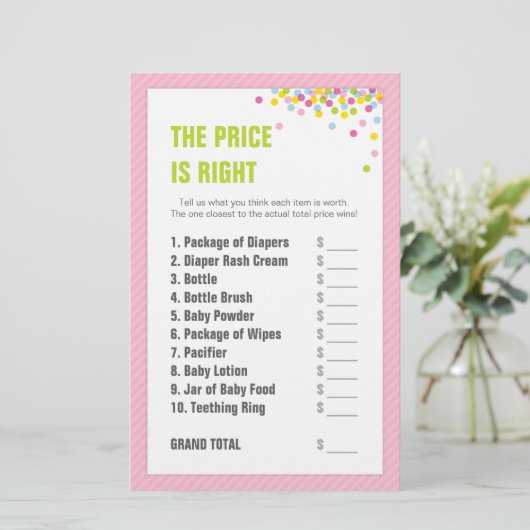 Papier Bébé Sprinkle / Baby shower Prix est correct - Ros (Debout devant)