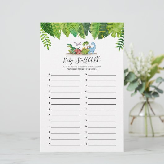 Papier Bébé Stuff ABC Dinosaur Baby shower Jeu (Debout devant)