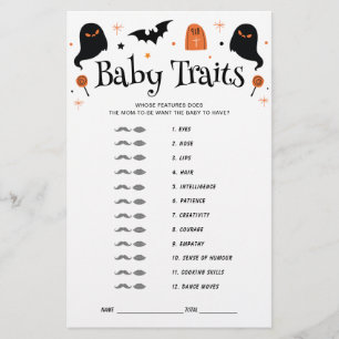 Papier Bébé Traits Halloween Baby shower Jeu