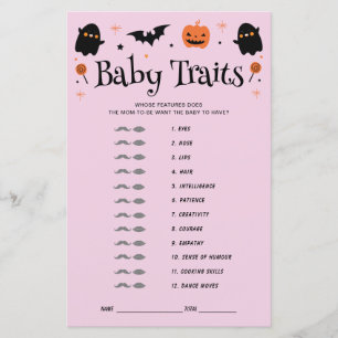 Papier Bébé Traits Halloween Witchy Baby shower Jeu