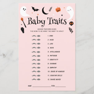 Papier Bébé Traits rose Halloween Baby shower Jeu