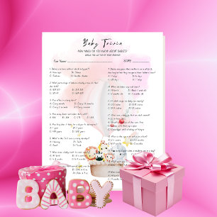 Papier Bébé Trivia Jeu Bébé Animaux Safari dans un rose c