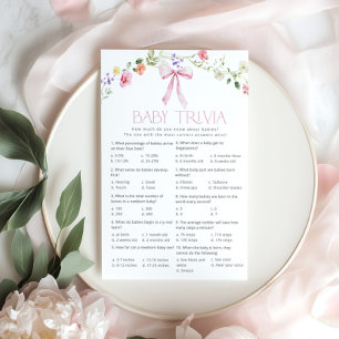 Papier Bébé trivia Pink Bow Floral Baby shower jeu