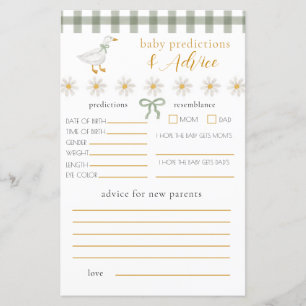 Papier Bébé Vichy Vert Silly Goose Prédiction de Conseils