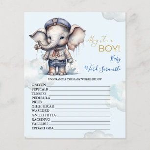 Papier Bébé Word Scramble Baby shower Jeu