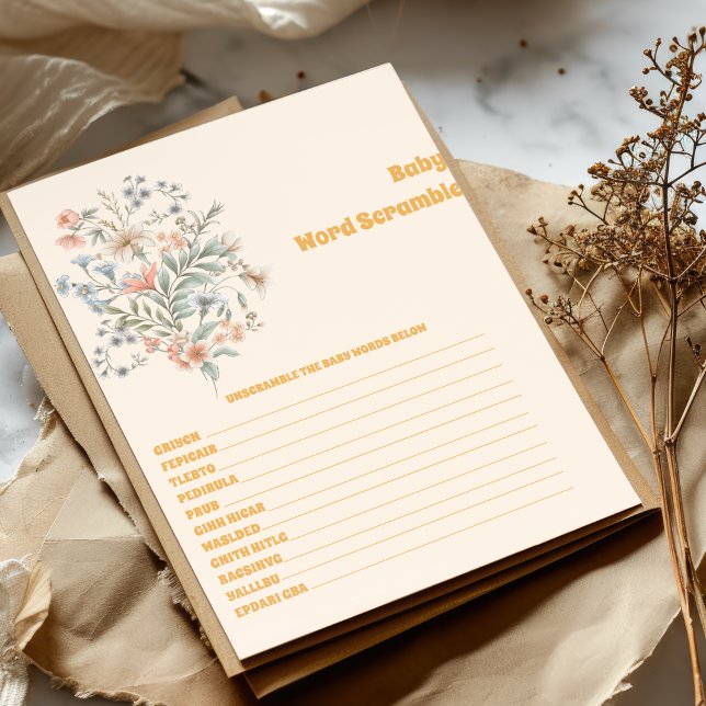 Papier Bébé Word Scramble Baby shower Jeu (Créateur téléchargé)