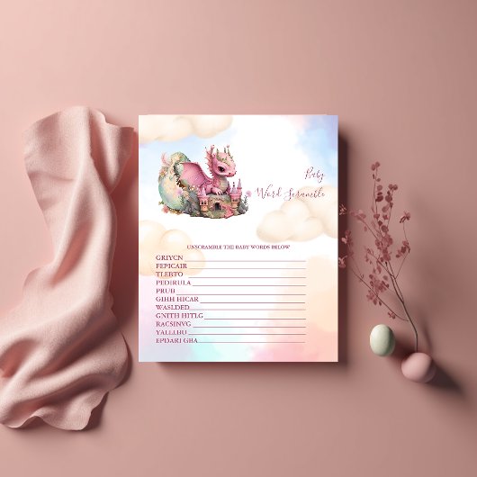 Papier Bébé Word Scramble Baby shower Jeu