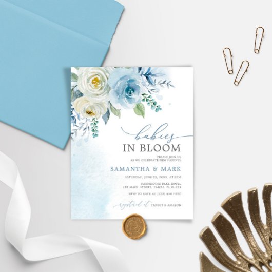 Papier Bébés BUDGET en Fleur Twins Douche Invitation