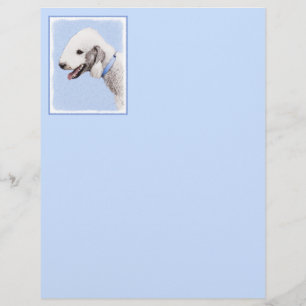 Papier Bedlington Terrier Peinture - Art Chien original