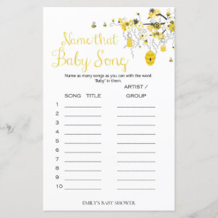 Papier Bee Baby shower Game - Nom Que Baby Song