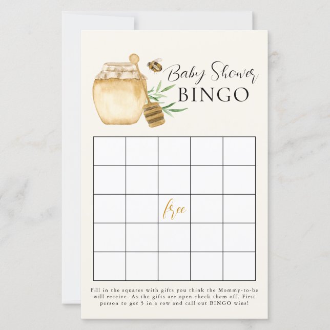 Papier Bee Baby Shower Yellow Bingo Game Card (Devant)