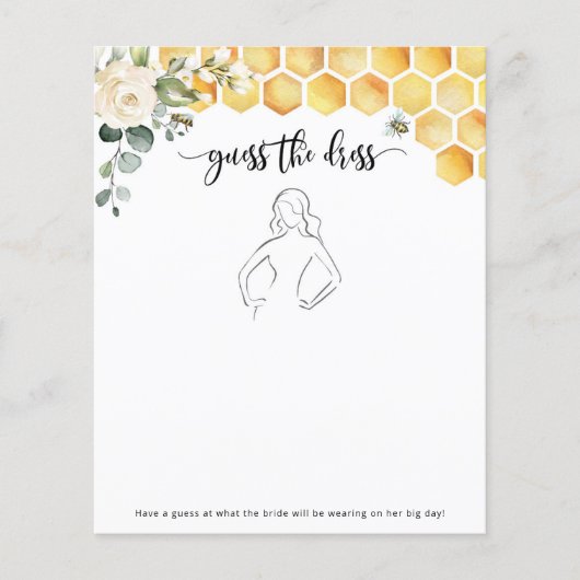 Papier Bee floral Devinez la robe nuptiale jeu de douche (Devant)