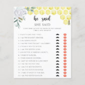 Papier Bee floral Il a dit qu'elle a dit jeu de douche nu (Devant)