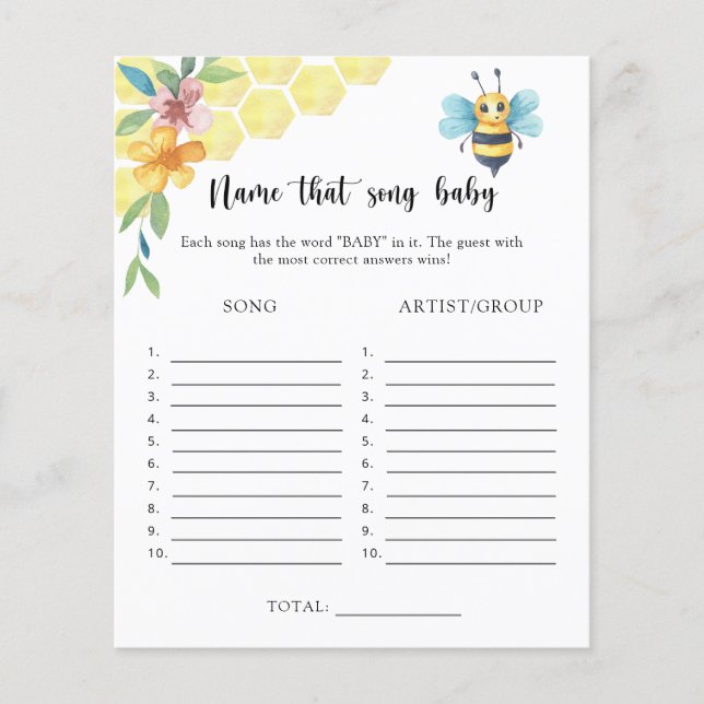 Papier Bee floral - Nom que Baby Song (Devant)