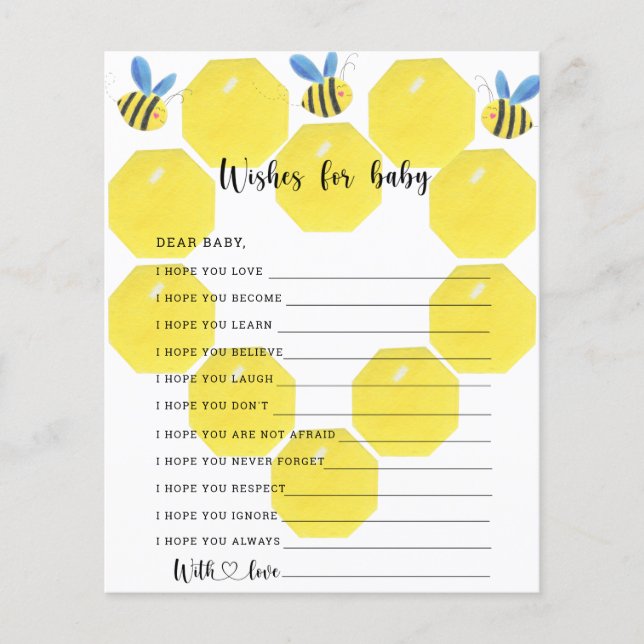 Papier Bee floral - Partie | voeux pour bébé (Devant)