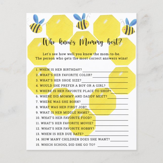 Papier Bee floral - Qui connaît maman mieux (Devant)