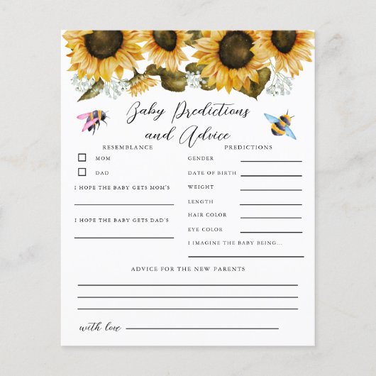 Papier Bee Genre Révéler Baby Predictions Jeu (Devant)